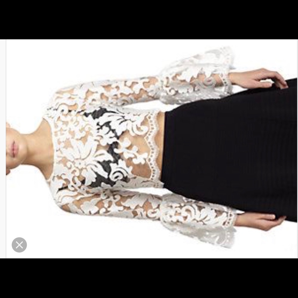 Alexis white lace bell sleeve Vito top